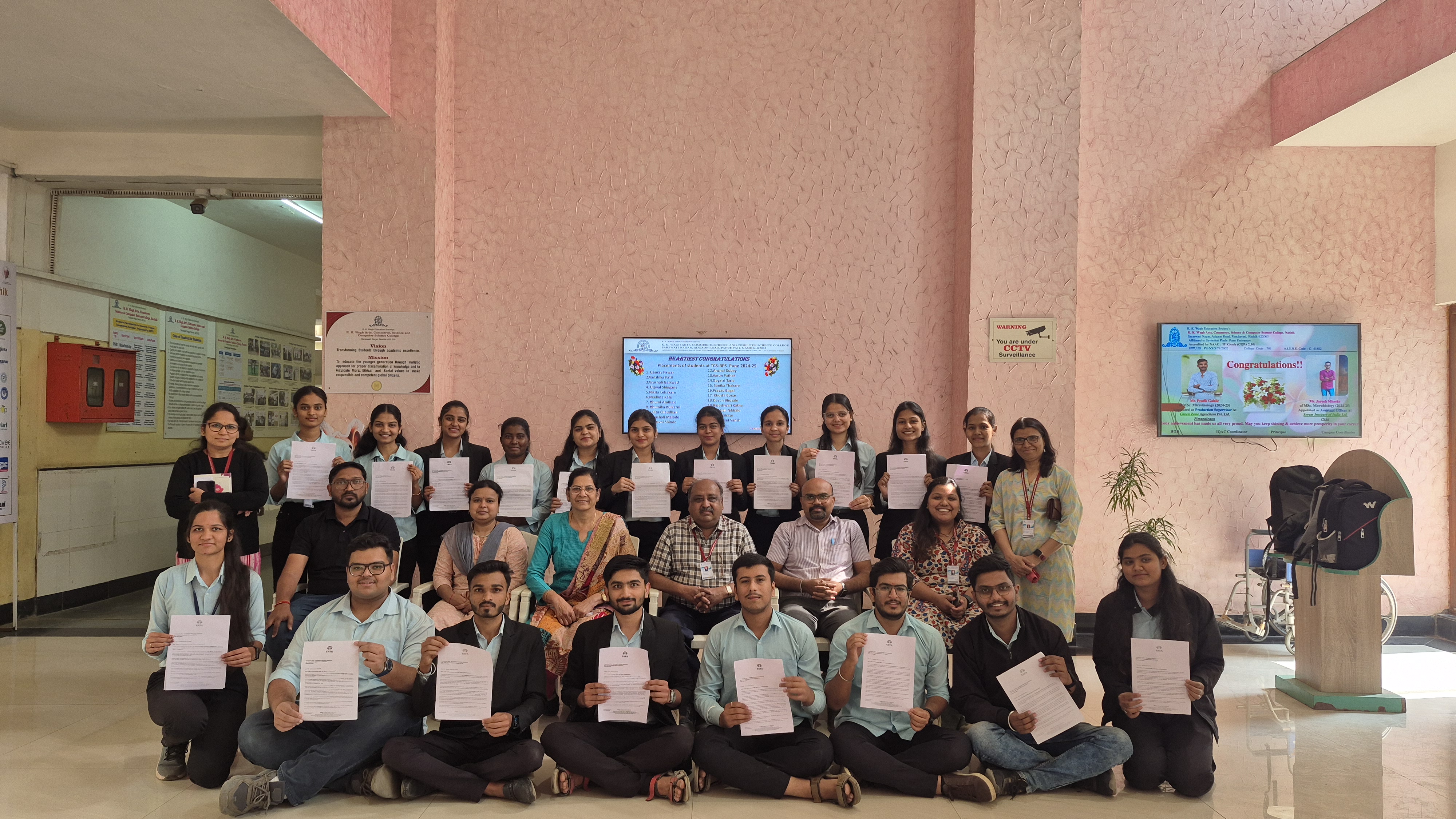 12 T.YBBA 12 T.Y.B.Scom 1 T.Y.B.Sc(Chem) total 25 students got selected in TCS with Package 1.94 LPA